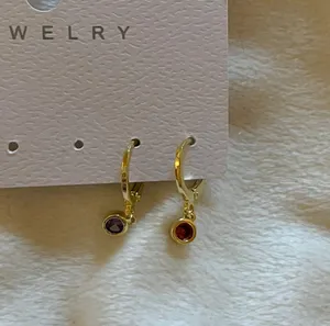 Cute mini hoop hang earrings Multiple thumbnail 1