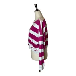Champion Pink And‎ White Striped Crew Neck Pullover Cropped Sweatshirt Size S thumbnail 4