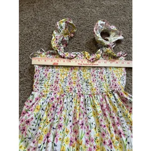 Crown & Ivory Multi Color Floral Sleeveless Smocked Midi Dress Large thumbnail 6