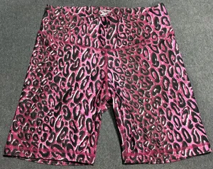 Reebok Womens Pink and Black Leopard Print Performance Bike Shorts Size S thumbnail 1