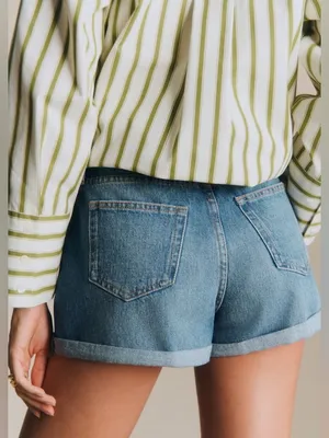 Sezane Niels Denim Cuffed Shorts thumbnail 2