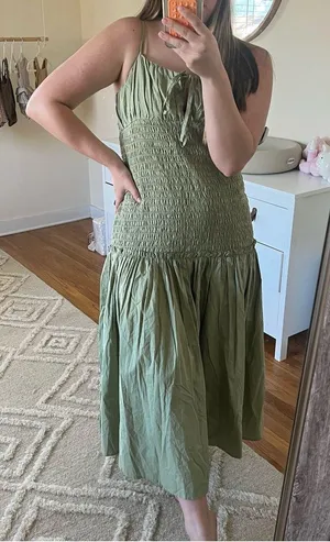 Asos green ruched maxi sun dress thumbnail 2
