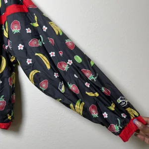 Nike Women Woven Jacket Mediun Black‎ Fruit Banana Strawberry Windbreaker thumbnail 7