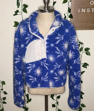Pacsun Electric Periwinkle Colored Sherpa Teddy Jacket thumbnail 1