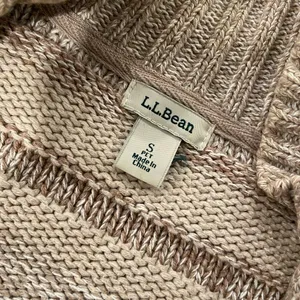L.L. Bean Tan Striped Cotton Mock Neck Full Zip Knit Cardigan Sweater Size S P thumbnail 9