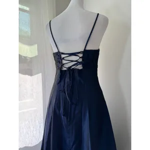Vintage Y2K Windsor Dark Blue Corset Back Floor Length Prom Dress thumbnail 7