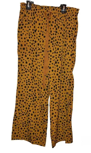 Listicle Animal Cheetah Print Dot Wide‎ Leg Pull on Pants brown size small thumbnail 1