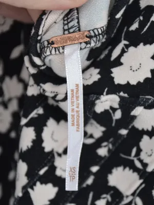 Free People Black & Cream Floral Cutout Back Midi Dress XS thumbnail 5