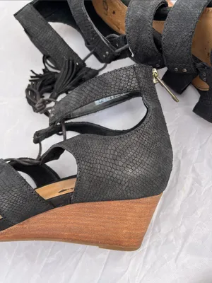 UGG Yasmin Snake Embossed Leather Wedge Sandals - Size 8.5 thumbnail 14