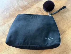 Lancôme Black Cosmetic Bag with Wristlet and Pom Pom thumbnail 1