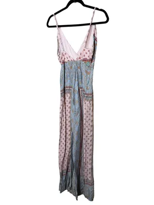 Free People Britt Printed Playsuit Jumpsuit Romper Silky Wide Leg Size 2 thumbnail 9