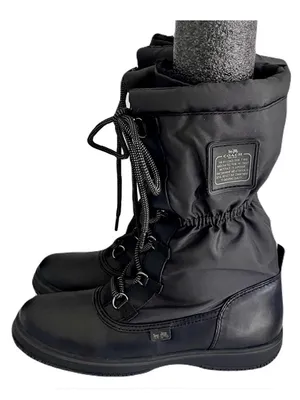 Coach Black Nylon and Leather ‘Sage’ Fleece-Lined Lace Up Winter Boots, Size 7.5 thumbnail 1