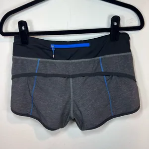 Lululemon 3" Speed Up Shorts Heathered Black / Black / Lakeside Blue Pocket Sz 4 thumbnail 6