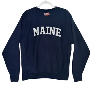 Vintage 1990s MV Sport Pro-Weave Maine Navy Crewneck Sweatshirt Medium thumbnail 1