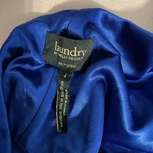 Laundry Shelli Segal Women One Shoulder Draped Blouson Dress Royal Blue Size 4 thumbnail 4