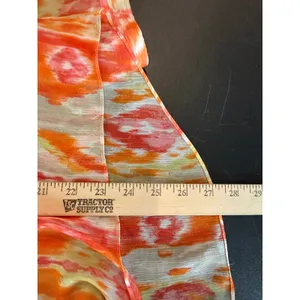 Chicos 3 US XL Womens Blouse Orange Ikat Sequin Neck Front Tie Long‎ Sleeve Top thumbnail 5