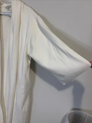 New York & Company Cream Open-Front over sized Draped Cardigan thumbnail 4