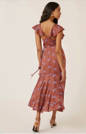 Anthropologie Ruffle-Sleeve Printed-Wrap Maxi thumbnail 2