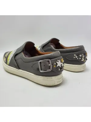 Coach Slip On Shoe C103 Sequin Studded Buckle Gray Sneakers Pointy Toe Sz 6.5 B thumbnail 7