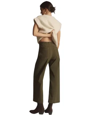Maeve The Colette Cropped Wide-Leg Trousers Contrast-Stitch Edition - Size 29 thumbnail 3