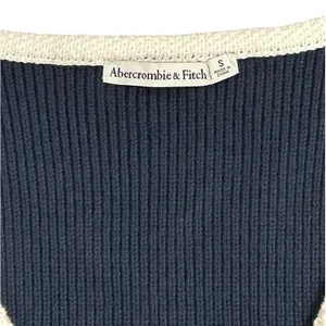 Abercrombie & Fitch Navy Blue Ribbed Knit Button Front Sweater Vest Gold Buttons thumbnail 3