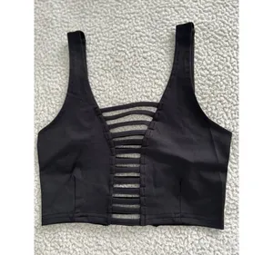 POL Black Strappy Bralette Crop Tank Swim Top Size S thumbnail 1