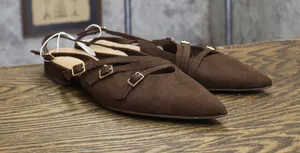 A New Day Womens Twiggy Multi Buckle Mini Heel Flats 94303762 Brown 9.5M thumbnail 1