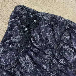 Studio Y Metallic Floral Lace Tube Top Womens S Purple Silver Ruched Beaded Y2K thumbnail 4