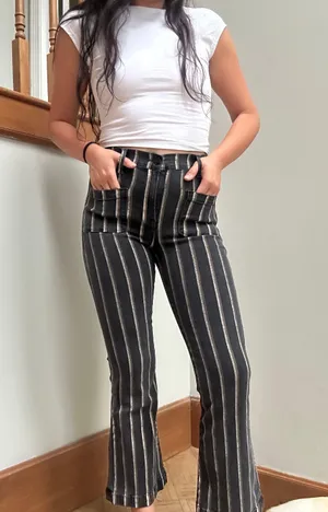 Frame Crop Flare Striped Jeans thumbnail 4