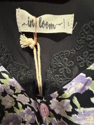 NWT In Bloom Floral Midi Slip Dress Lace Trim Button Front Cottagecore L thumbnail 10