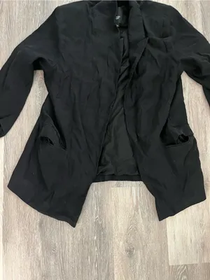 Simply Vera Wang Womens XL Black Draped Open Front Boyfriend Blazer 3/4 Sleeve thumbnail 5