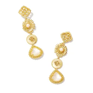 NWT! Kendra Scott Brielle Gold Linear Drop Earrings in Ivory Mother-of-Pearl thumbnail 2