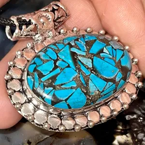Spiny Turquoise in Copper Pendant 1 1/2”x 1 1/2” thumbnail 1