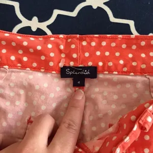 Splendid Polka Dot Shorts Size 4 Orange 98% Cotton Made in USA thumbnail 5