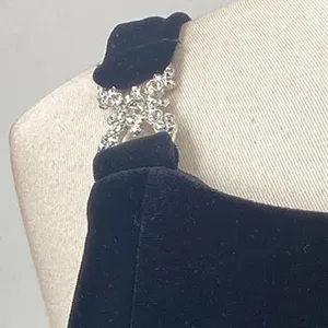 Vintage 90s Betsy & Adam Velvet Column Gown Embellished Maxi Dress Black Small thumbnail 4