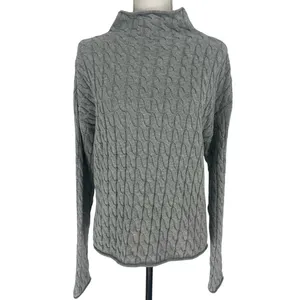 KULE The Mirabelle Mock Neck Cable Knit Cotton Sweater‎ Size Medium thumbnail 4