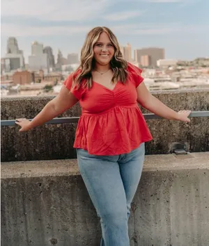 Boutique Orange Peplum Top thumbnail 1