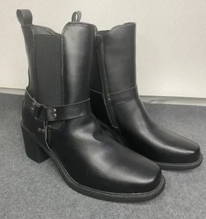 Pazzle Ankle Boots Womens Block Heel‎ Western Buckle Detail Black Sz 9 thumbnail 1
