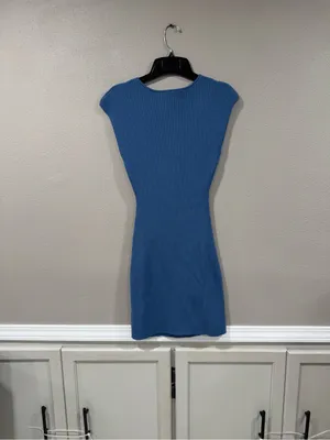 Wilfred Free Cut Out Knit Mini Dress Blue thumbnail 5