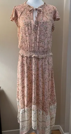 Knox Rose Dress Size L Floral Pink/Blush Midi High-Low Dress thumbnail 1