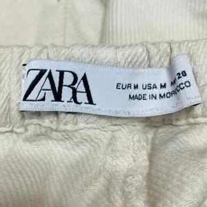 Zara Women's White Cream High Waisted Wide Leg Drawstring Trousers Pants Size M thumbnail 4