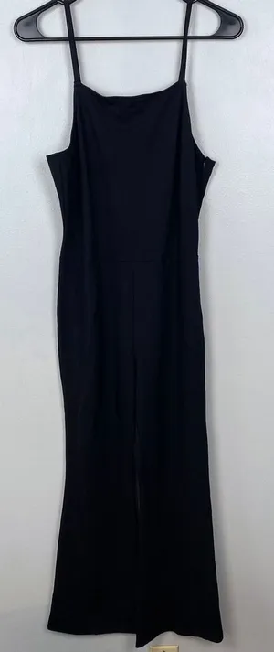 Leith Black Sleeveless Jumpsuit Square‎ Neck Wide Leg Spaghetti Straps Medium thumbnail 1