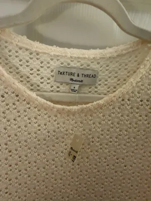 Madewell Texture & Thread Cream Eyelet Flutter Sleeve Top Small thumbnail 7