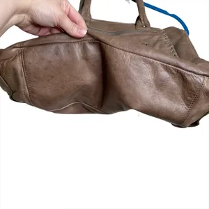 Sabina New York Brown Genuine Leather Double Handle Bag Purse thumbnail 3