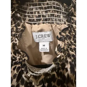 J.CREW Animal Print Smocked Mock Neck Long Sleeve Blouse Top Multicolor M thumbnail 3