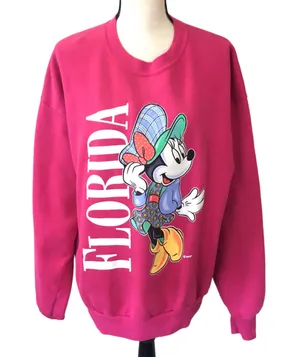 Disney Mickey Unlimited Vintage 90s Minnie Mouse Pink Crew Sweatshirt Florida XL thumbnail 1