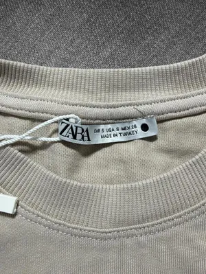 Zara Taupe Cropped Boxy T-Shirt Size Small thumbnail 4