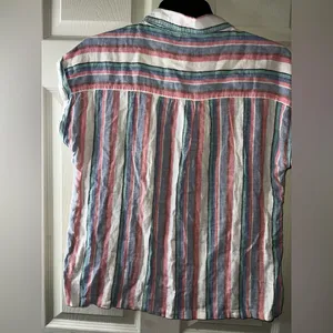 Orvis Linen/Rayon Multicolor Striped Shirt Women Top Size Medium thumbnail 2