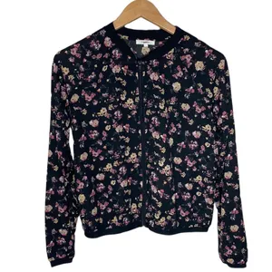 Maurices black chiffon floral print bomber jacket size M thumbnail 2