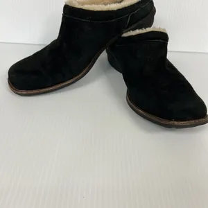 UGG Australia Shoreham Clog Women’s 7 Black Suede Sheepskin‎ Slipper Shoe Mule thumbnail 2